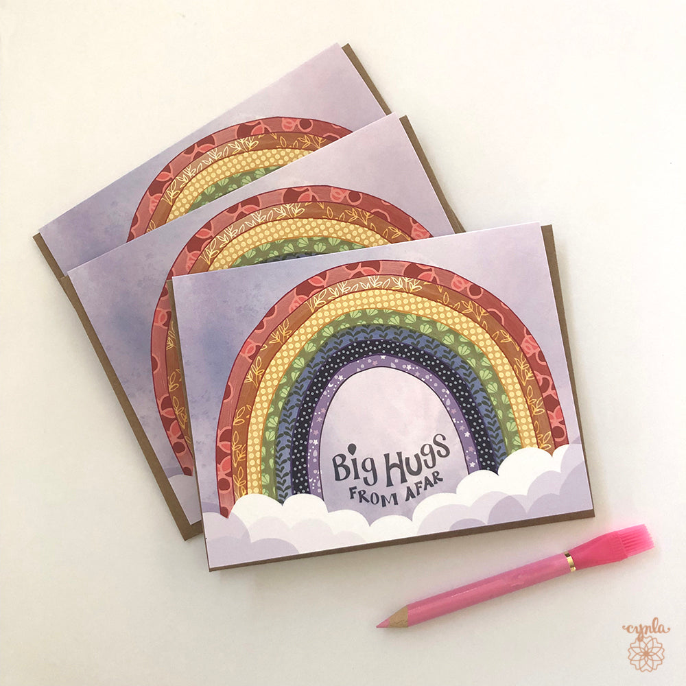 Rainbow Hugs Card - thinking of you card sympathy friendship