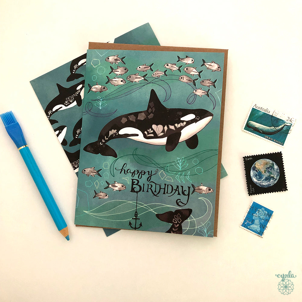 Orca Birthday Card