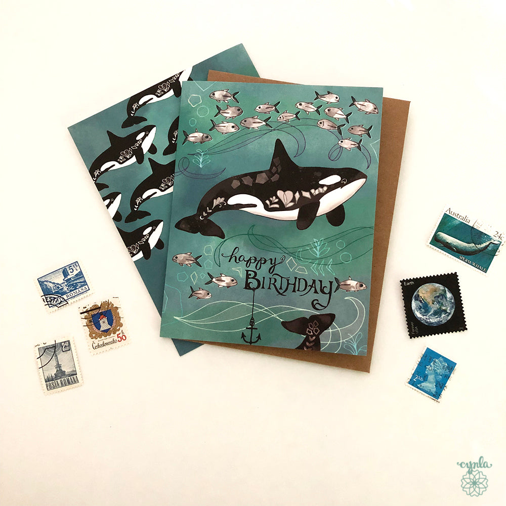 Orca Birthday Card
