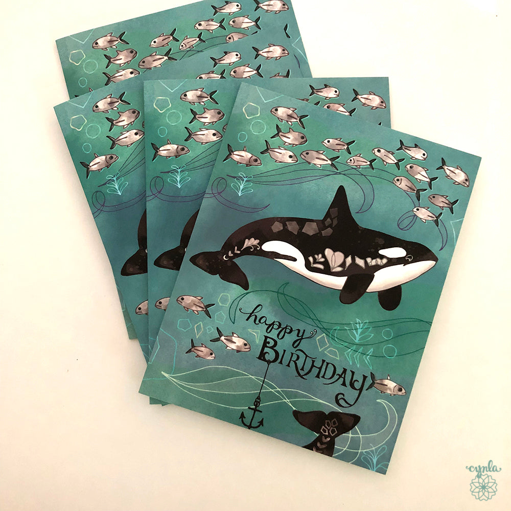 Orca Birthday Card