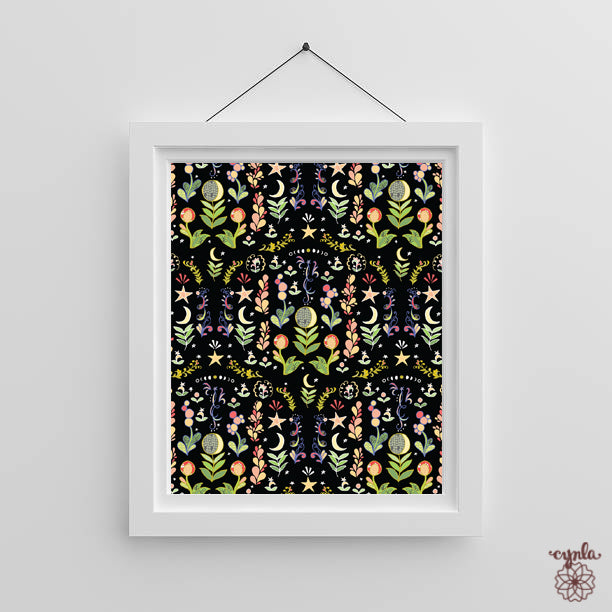 Moonflowers Pattern Art Print