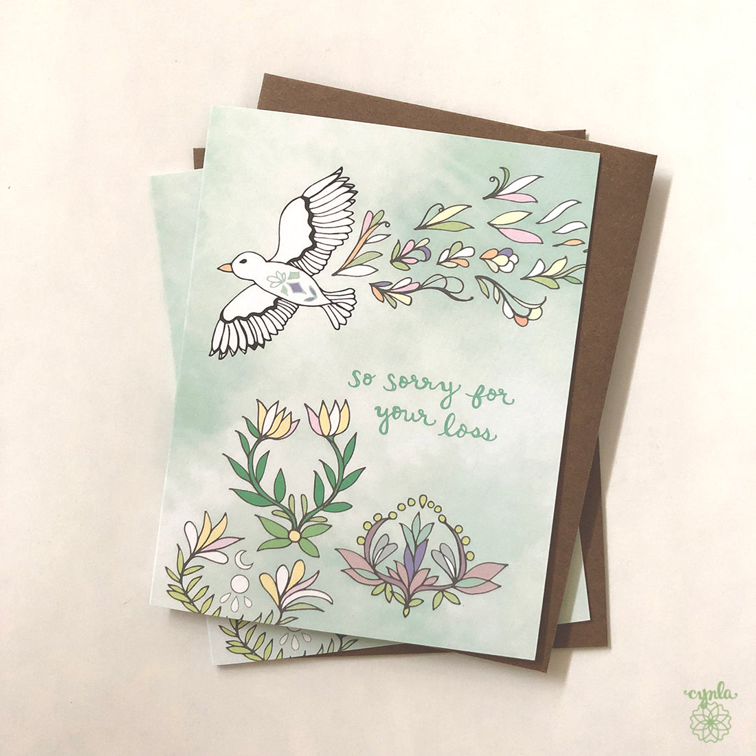 Sympathy Loss Bird Card - So sorry for your loss bird