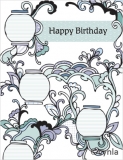 DL04 Lanterns blue - Birthday Card