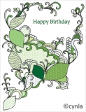 DL05 Leaves Green - Birthday Card