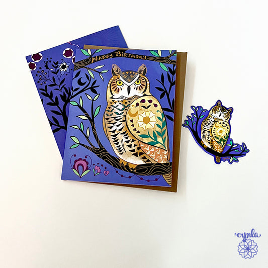 Great Horned Owl Birthday Card