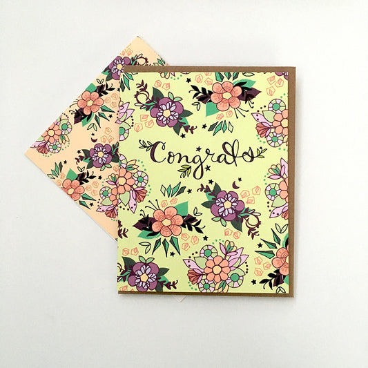 Congrats Tea Flowers Card