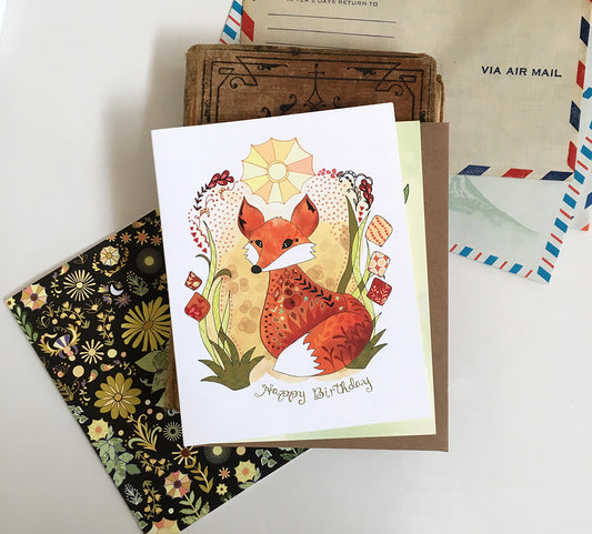 Sun Fox Birthday Card