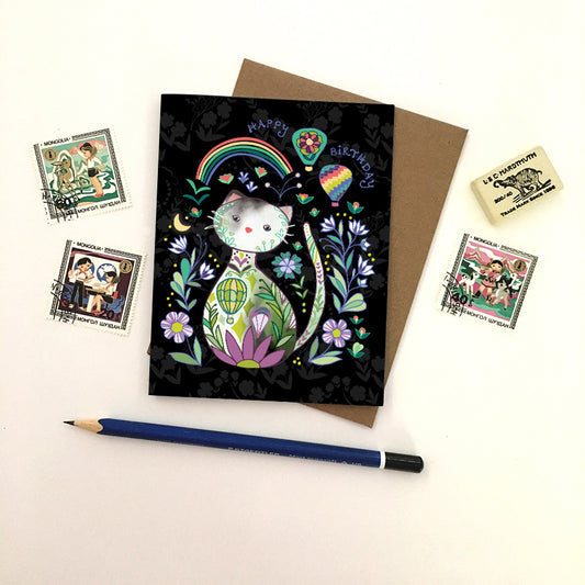 Rainbow Cat Birthday Card