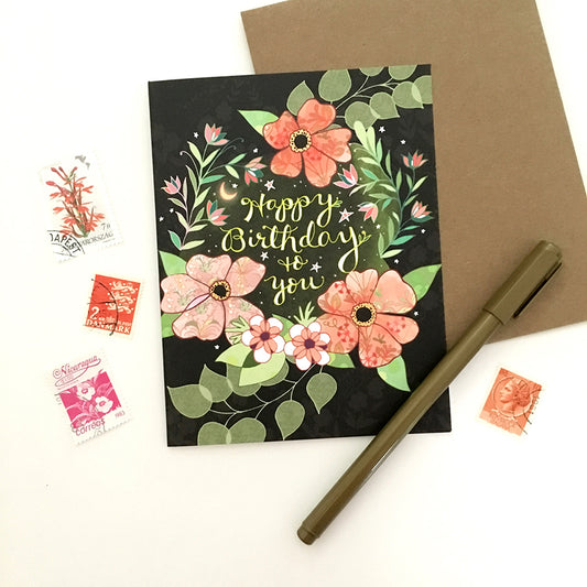 Starry Flower Birthday Card