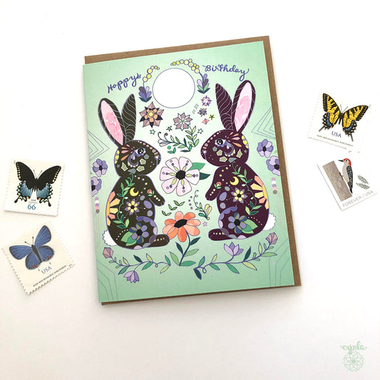 Moon Bunnies Birthday Card