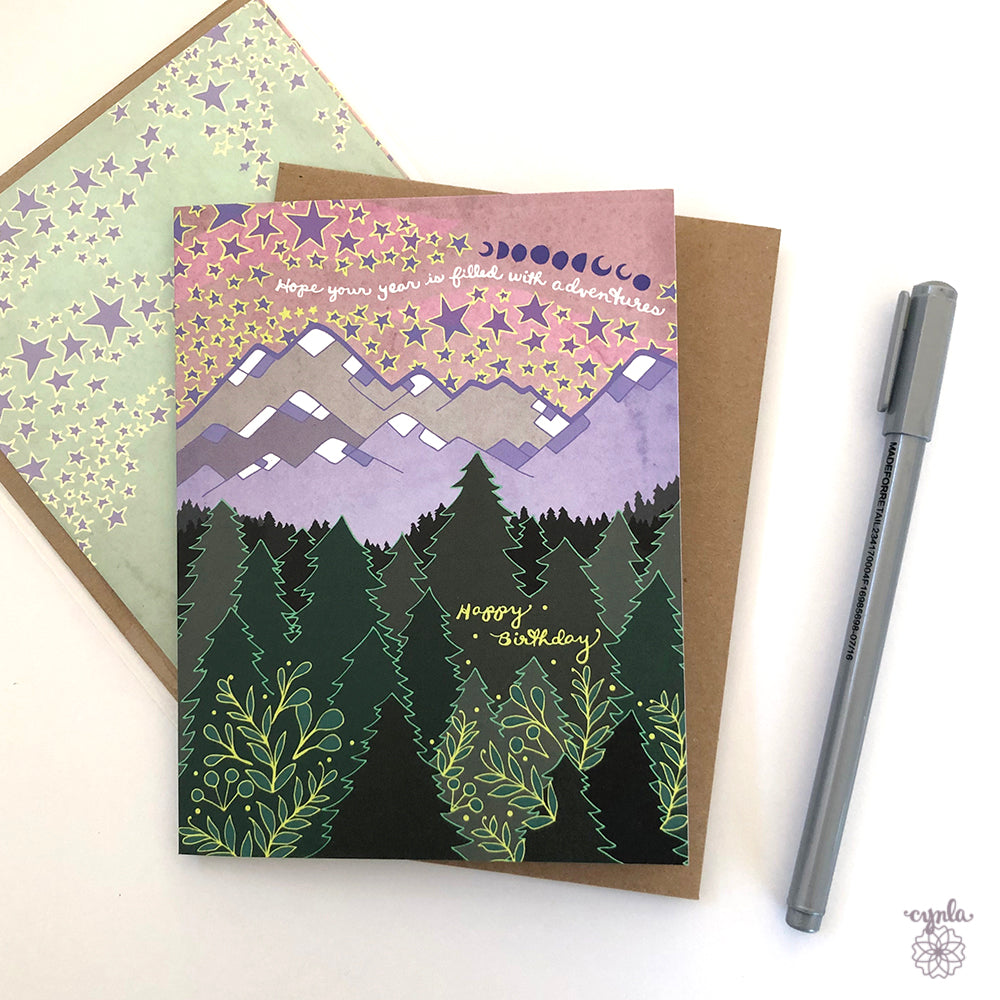 Starry Mountain Birthday Card