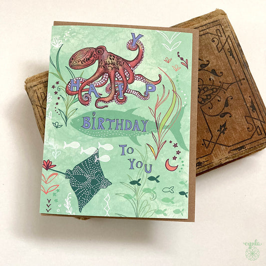 Happy Octopus Birthday Card