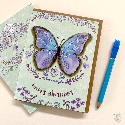 Blue Morpho Butterfly Birthday Card