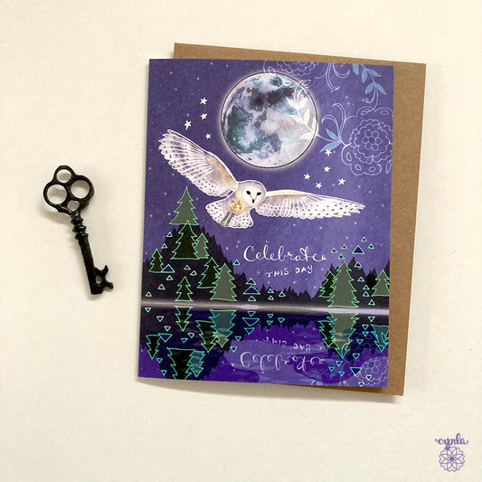 Owl Lake Birthday Card