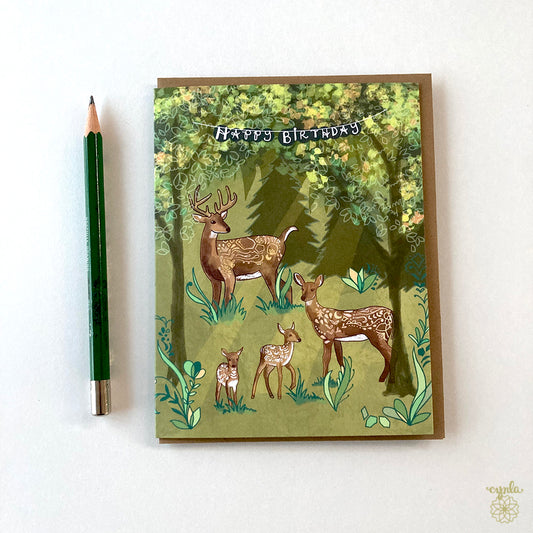 Deer Family Birthday Card