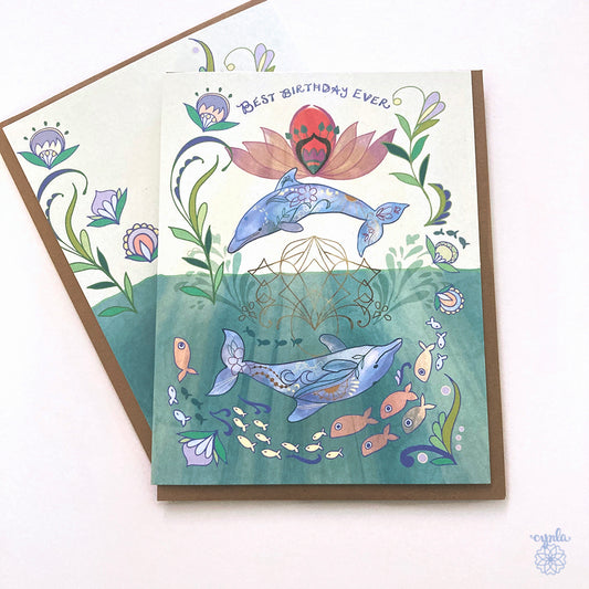 Dolphin Circle Birthday Card