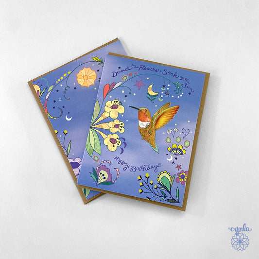 Hummingbird Dance Birthday Card
