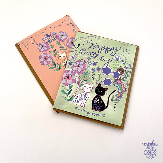 Flower Cats Birthday Card