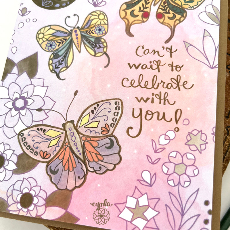 Moon Butterflies Greeting Card -birthday card mystic glowing magical mystic butterfly nature glow cards