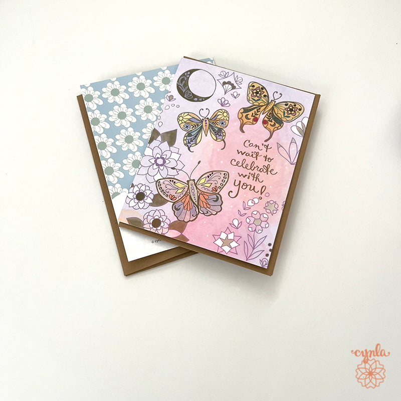 Moon Butterflies Greeting Card -birthday card mystic glowing magical mystic butterfly nature glow cards