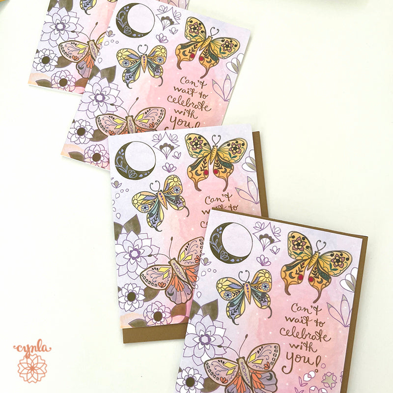 Moon Butterflies Greeting Card -birthday card mystic glowing magical mystic butterfly nature glow cards
