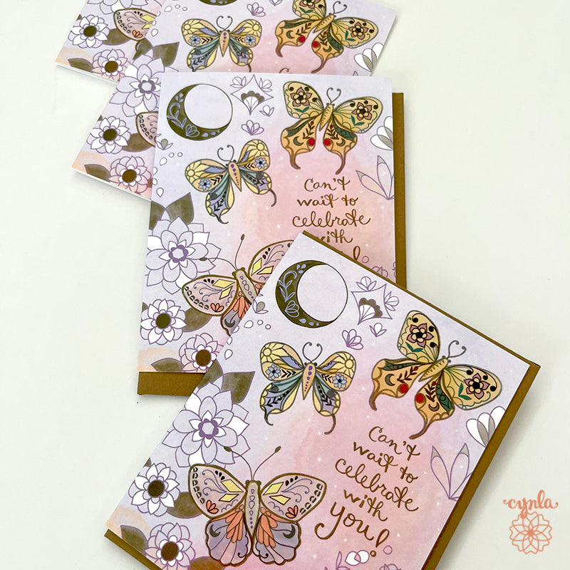 Moon Butterflies Greeting Card -birthday card mystic glowing magical mystic butterfly nature glow cards