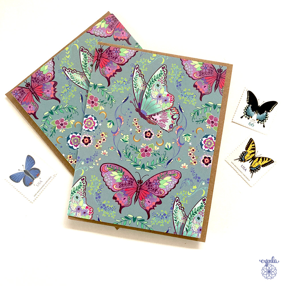 Butterfly Pattern Cards Box of 8