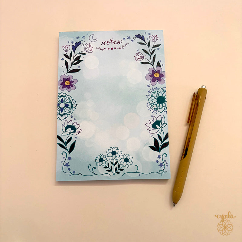 Star Floral Notes Notepad - art writing pad for to do list student or teacher gift