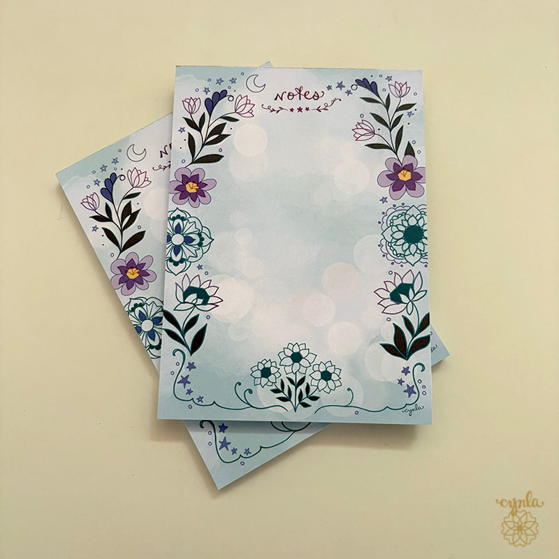 Star Floral Notes Notepad - art writing pad for to do list student or teacher gift