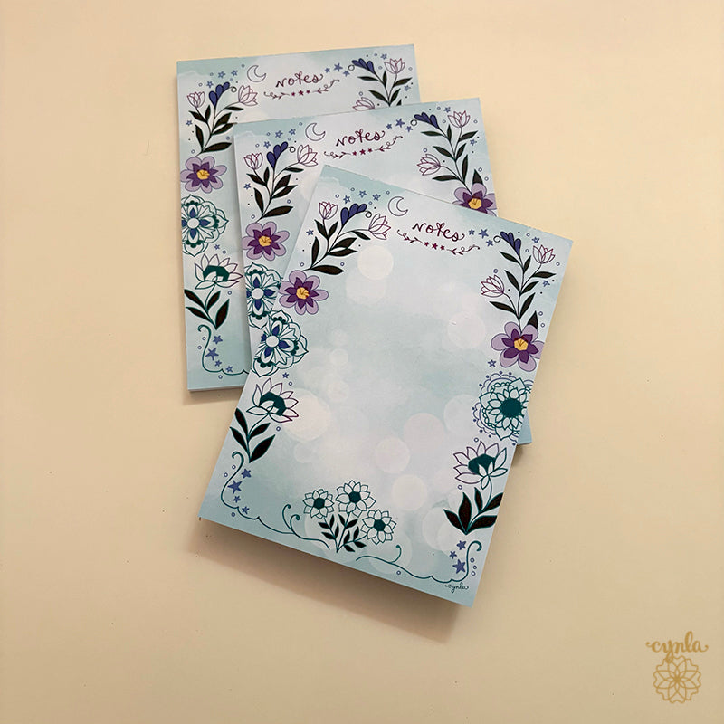 Star Floral Notes Notepad - art writing pad for to do list student or teacher gift