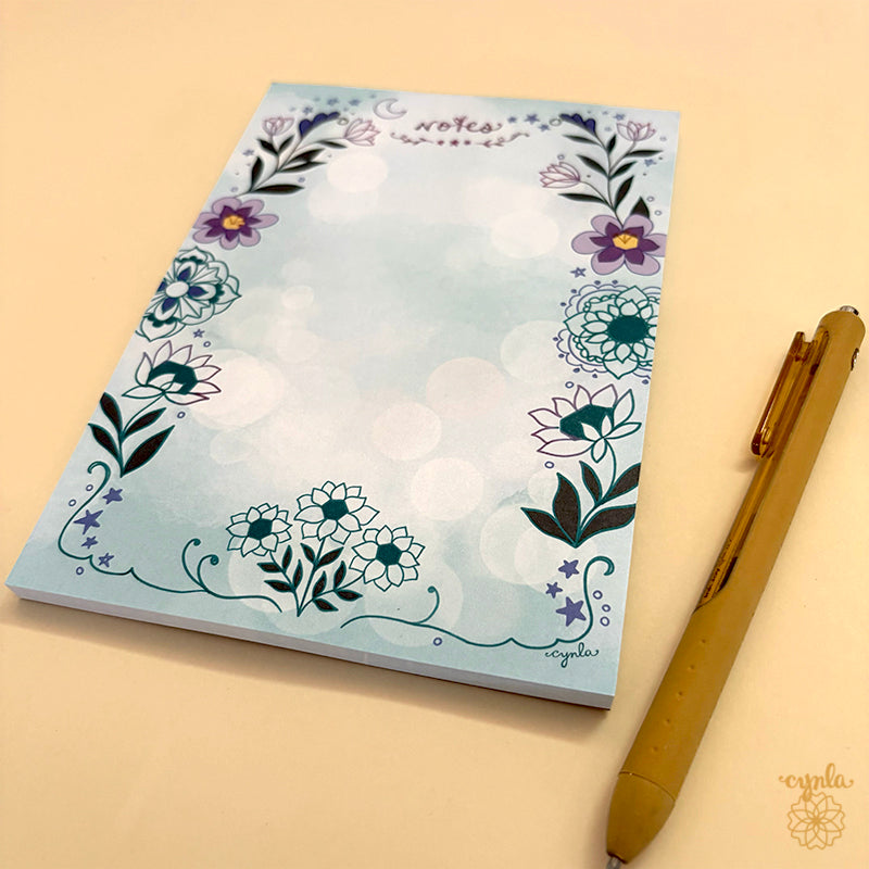 Star Floral Notes Notepad - art writing pad for to do list student or teacher gift