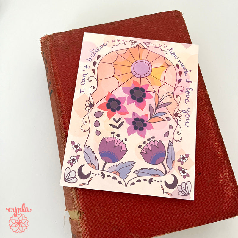 Love card - Believe Love Valentine's Day greeting flowers