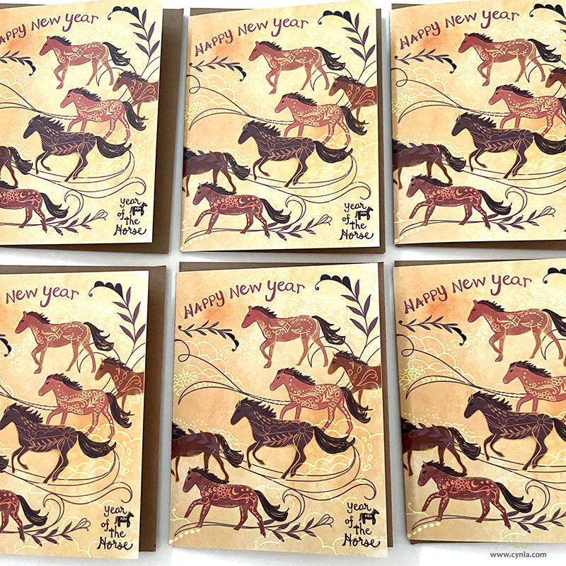 Horse New Year Greeting Cards - lunar new year of the horse chinese new year
