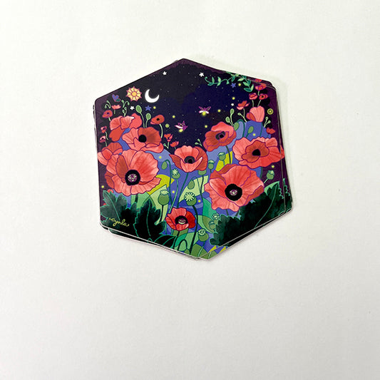 Poppies Hexagon Sticker