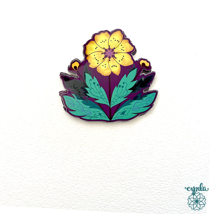 Yellow Flower Birthday Card - pretty floral purple bees