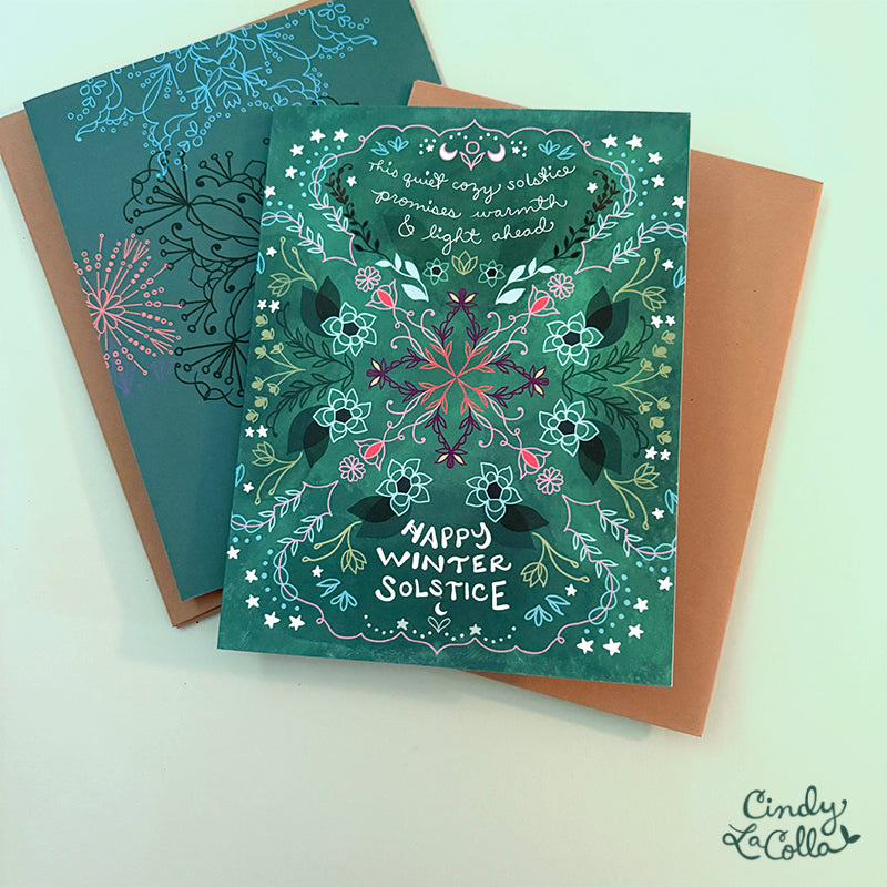 Winter Solstice Card - holiday card sun and moon yuletide solstice greeting card quiet solstice peace