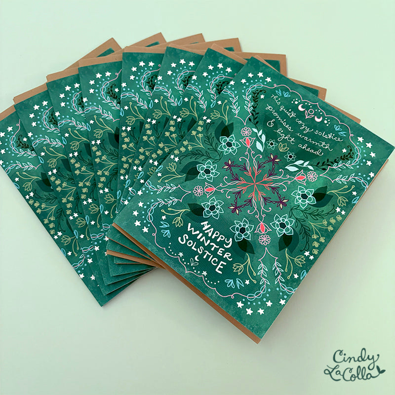 Winter Solstice Card - holiday card sun and moon yuletide solstice greeting card quiet solstice peace