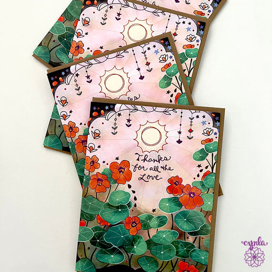 Moon Garden Nasturtiums Thank You Card