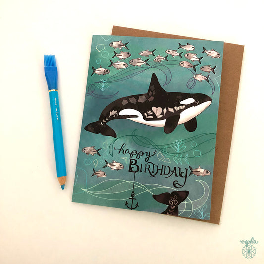 Orca Birthday Card