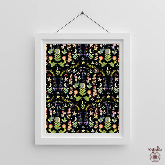 Moonflowers Pattern Art Print
