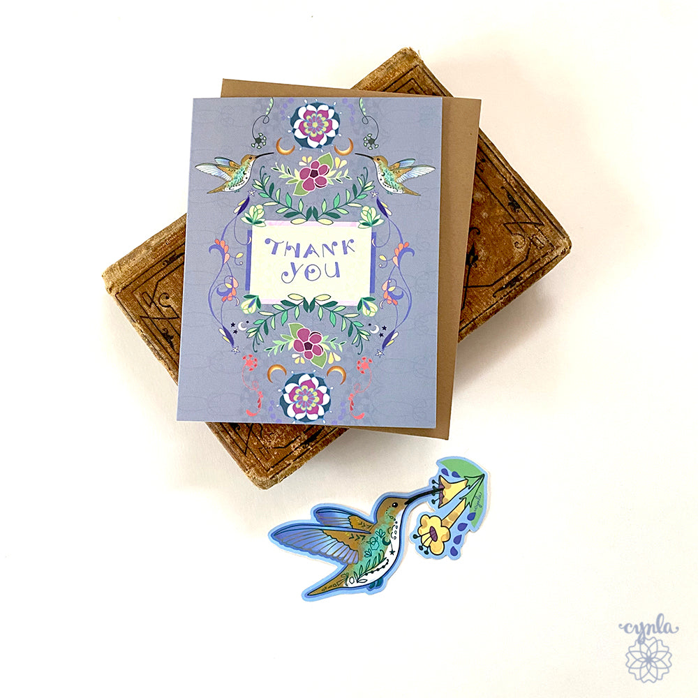 Hummingbird Thank You Boxed Card Set
