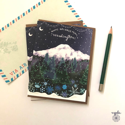 Washington Holiday Cards - holiday card Washington state pride WA love mountain greeting cards