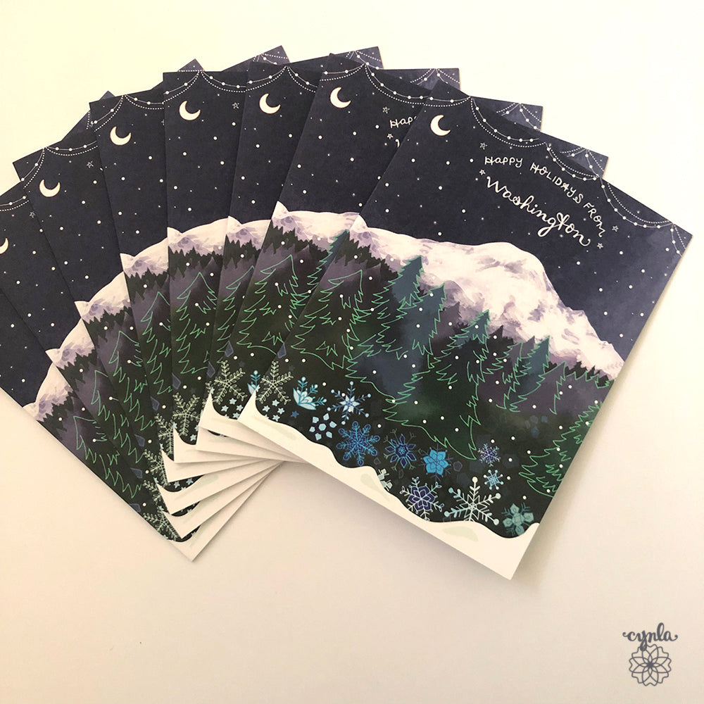 Washington Holiday Cards - holiday card Washington state pride WA love mountain greeting cards