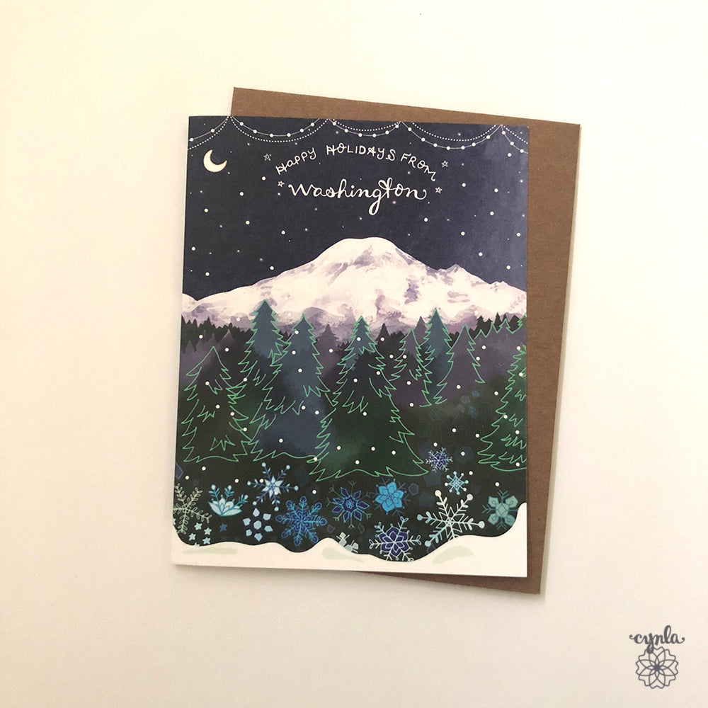 Washington Holiday Cards - holiday card Washington state pride WA love mountain greeting cards